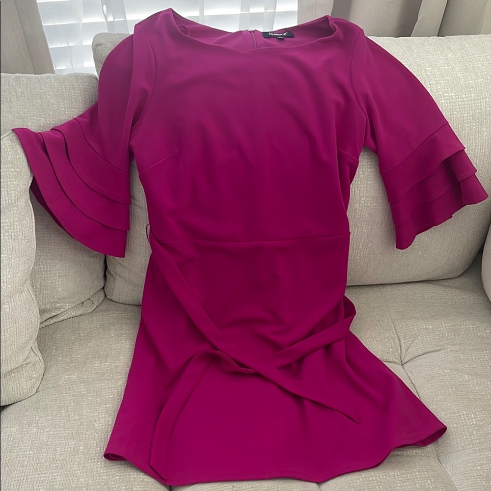 Glamour Pink Sheath Dress with Flutter Sleeves